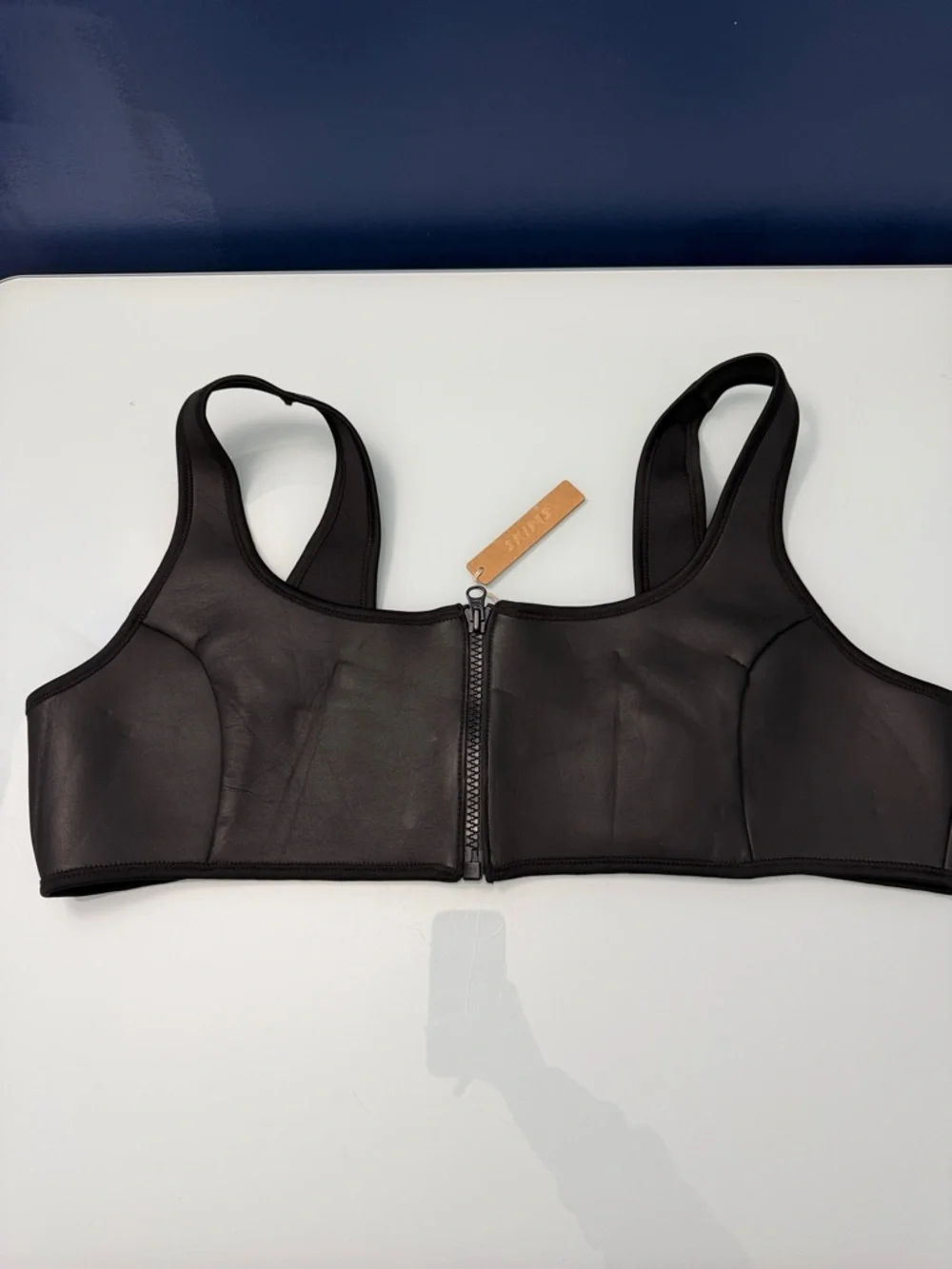 NWT SKIMS Rubberized Scuba Swim Scoop Neck Bikini Top